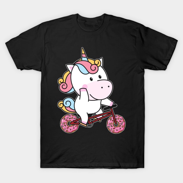 Unicorn Donut Tire Pastry Bicycle Cyclist T-Shirt by Print-Dinner